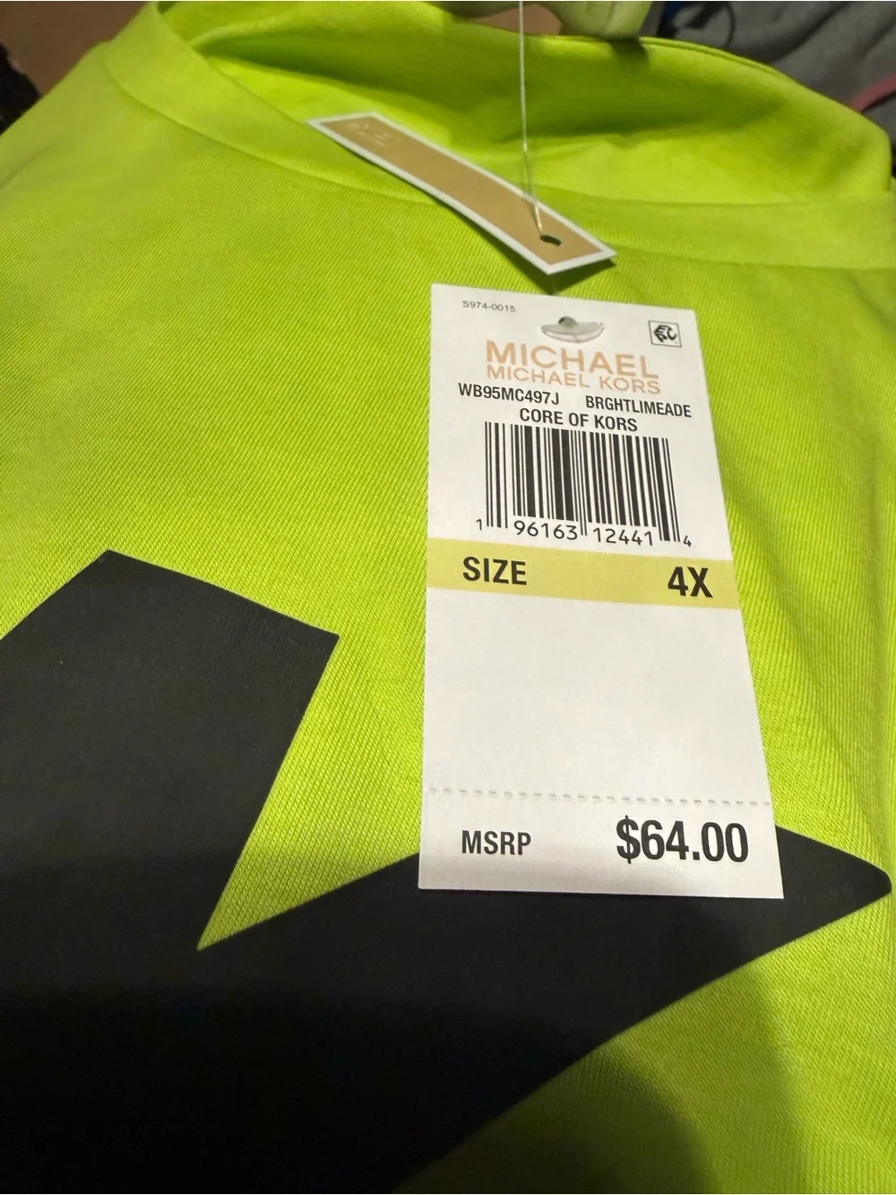 Michael Kors Womens’ Neon Lime MK Logo Tee